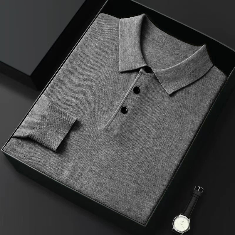 Autumn Mens Quarter button Pullover Sweater Lightweight Lapel Slim Fit Knit Casual Polo Sweaters Winter Warm Outerwear 250905