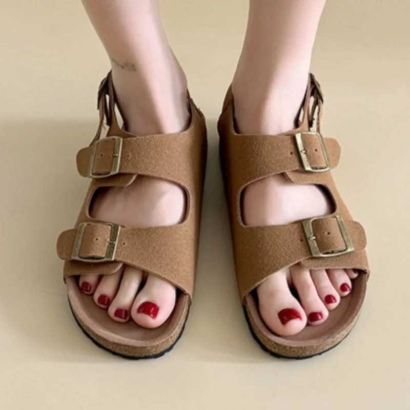 Womens Sandals 2025 Summer Casual Thick Bottom Flat Trend Open Toe Solid Color Sandals Lightweight Outdoor Walking Slippers W250905