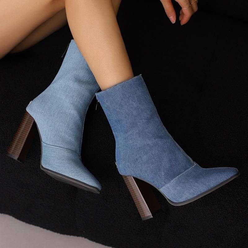 36-43 Women's Sexy Pointy Boots With Thick Heels Plus Size Fashion Boots(5 Color)