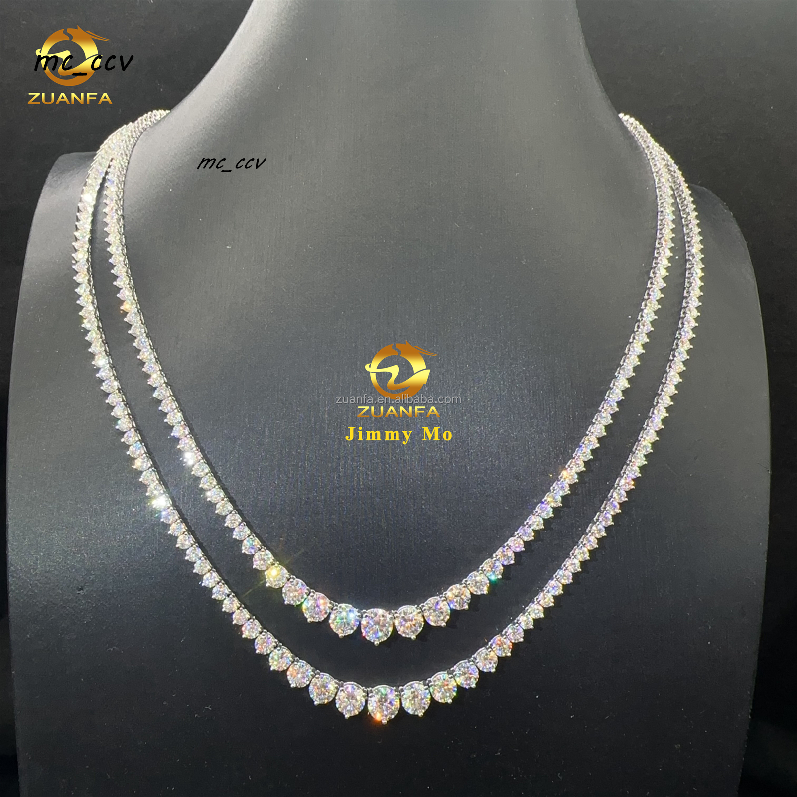 New Design Female Jewelry 3mm 925 Silver Hip Hop Iced Out GRA Certificate Moissanite Diamond Cluster Tennis Chain Women Gift