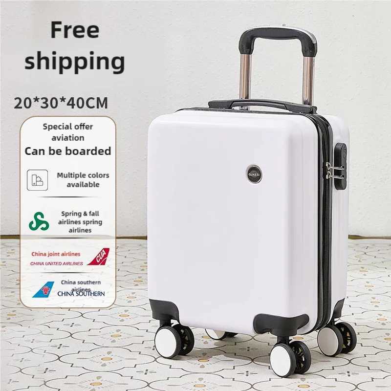 14Inch Small Luggage Can Go On The Plane Without Checking With A Password Lock Leather Suitcase Travel Trolley Case Z250905