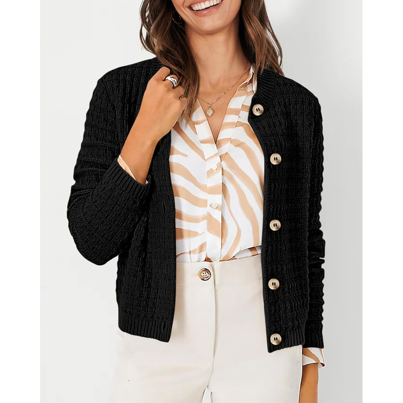 Women's Knit Cardigan Sweaters Casual Long Sleeve Open Front Button Down Trendy Jackets Outerwear