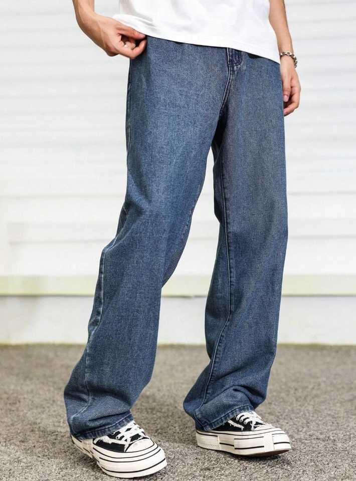 Mens Relaxed Fit Straight Leg Jeans Everyday Comfort for Lounging at Home to Quick Errands W250905