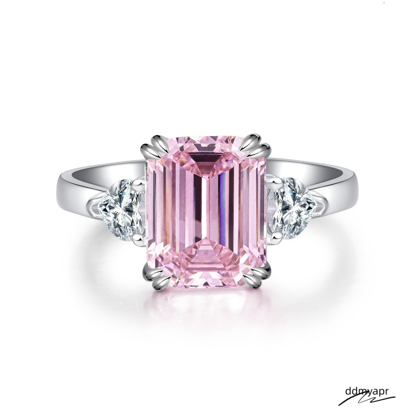 4Ct Moissanite Dia Wedding Rings Jewelry Stunning Real 100% Ddmydec Sterling Sier Emerald Cut Gemstones Party Eternity Women Bridal Ring For Lover Gif