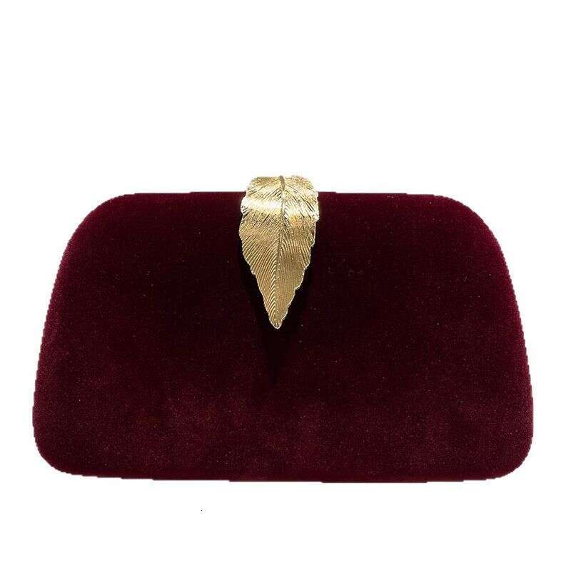 Bury Retro Veet Fabric Leaf Buckle Evening Ladies Fashion Temperament Clutch Celebrity Small Square Bag