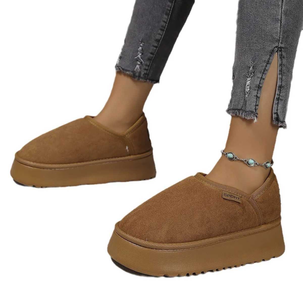 Winter Platform Boots Vintage Fashion Womens Snow Warm Suede Warm Inner Plush Fashion Thick Bottom Womens Flat Bottom Boots L250905