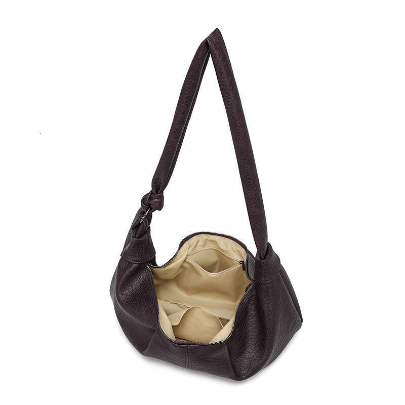 2025 Lazy Casual Versatile Horn Single Shoulder Crossbody Korean Style Large Capacity Soft Leather Sweet Cool Dumpling Bag