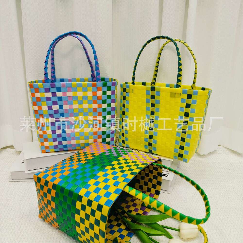 Thai Handmade Large Capacity Basket Gift Tote Woven Handbag Bucket Women's Bag