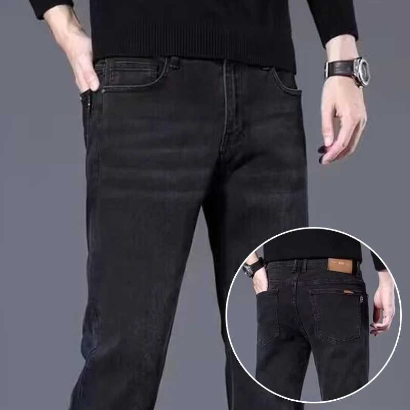 Mens Classic Narrow Leg Hot Sale Denim Pants High Quality Brand Slim Fit Trousers Trend Holiday Straight Leg Bluegray Jeans W250905