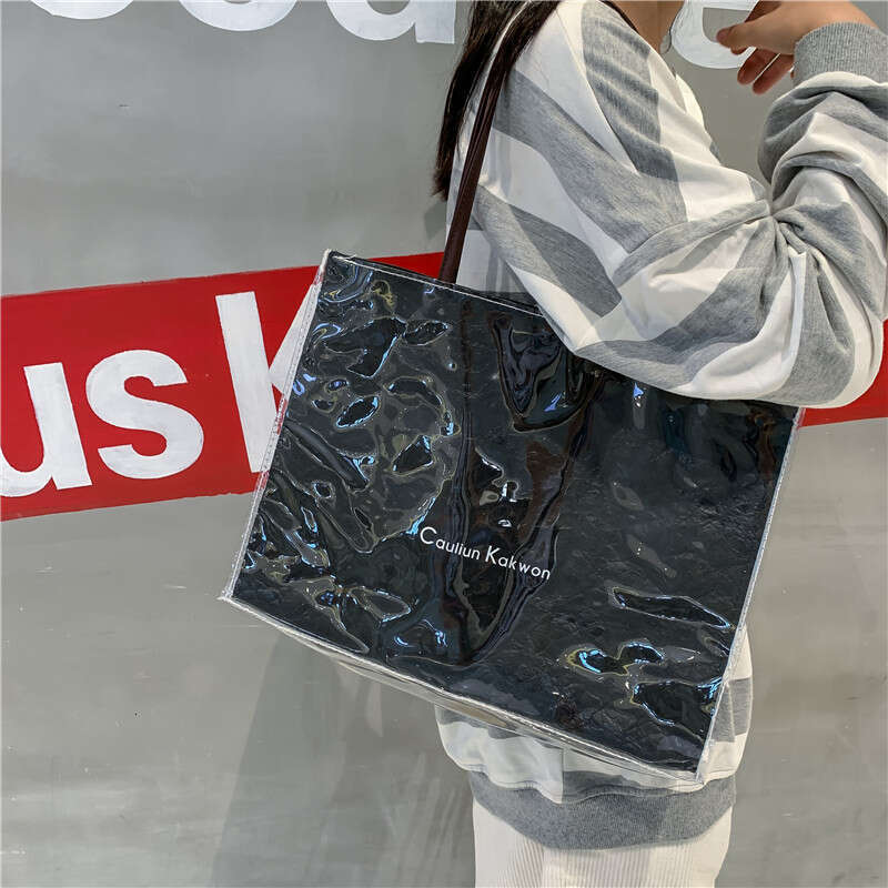 DuPont Kraft Paper Handbag Women PVC Capacity Shopping Transparent Jelly Single Shoulder Tote Large Bag