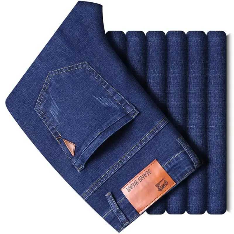 Spring Mens Black Blue Pants Pure Color Stretch Jeans Street Casual Slim Fit Trousers Male Vintage Wash Skinny Jeans for Men W250905