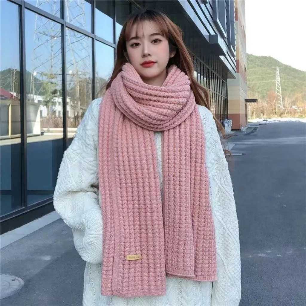 Sweet Knitted Scarf For Women Girls Students New Autumn Winter Solid Color Warm Scarves Soft Knitting Shl Female Wr ShlsXJ250905