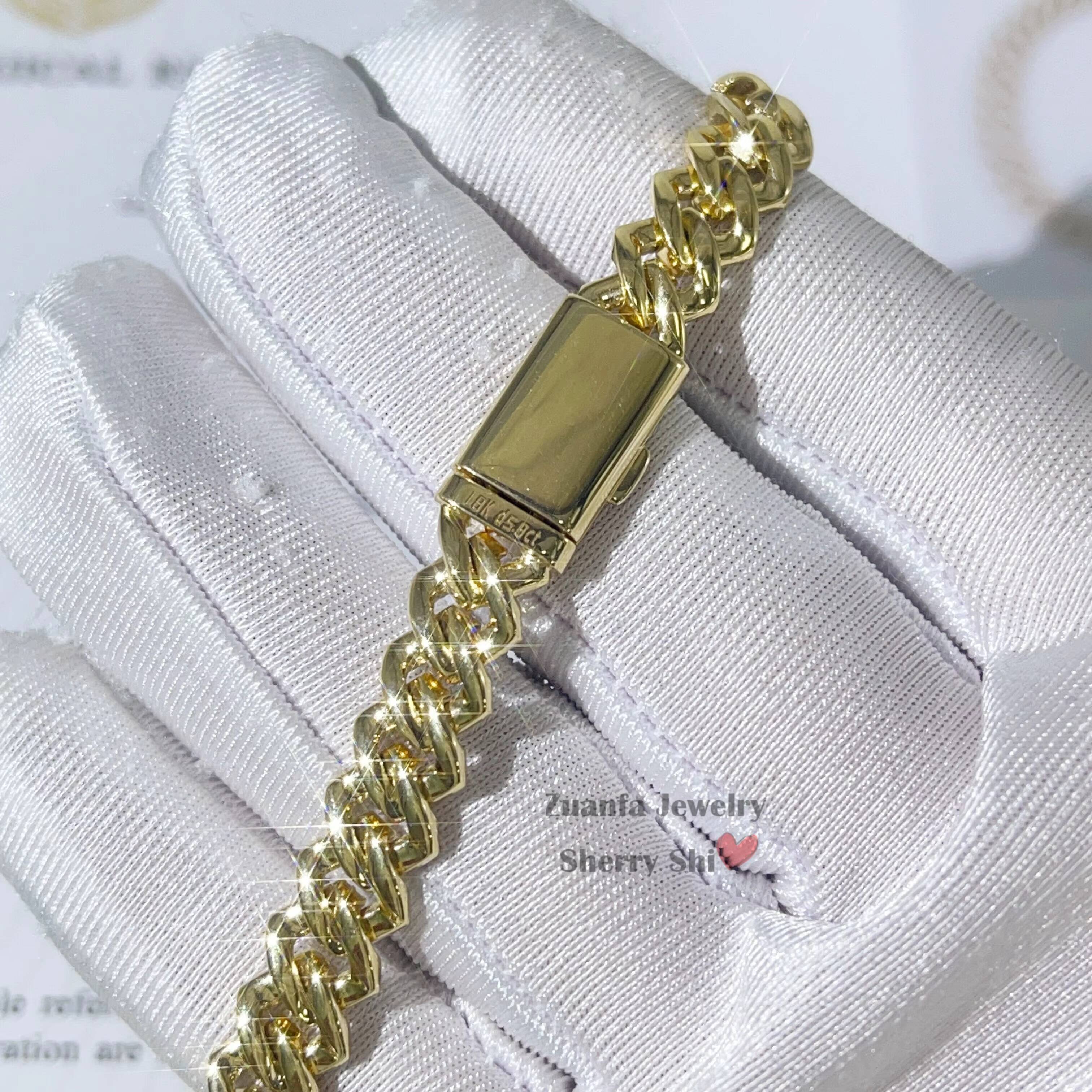 2687G Hip Hop Iced Out Men Women Not Moissanite 8MM 18K Solid Gold 8MM Lab Grown Diamond Cuban Bracelet