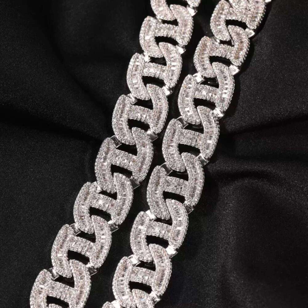 Customized 14mm Cuban Link Dia Chain Best Quality Moissanite with VVS Clarity Available in Yellow White Rose Gold