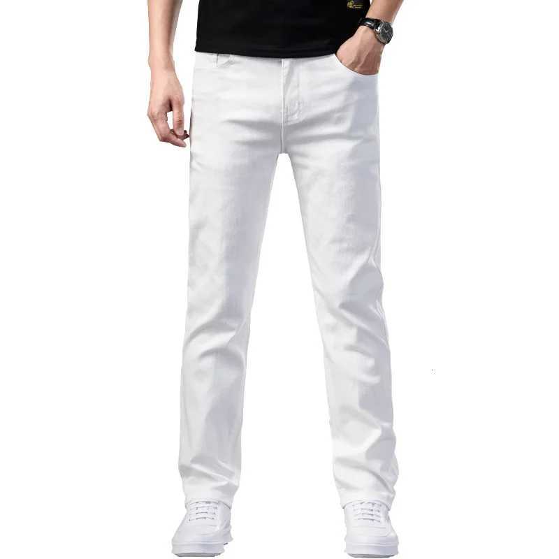 New Men Stretch Skinny Jeans Fashion Casual Slim Fit Denim Trousers White Pants Male Brand Clothes Business jeans for men Chinos W250905