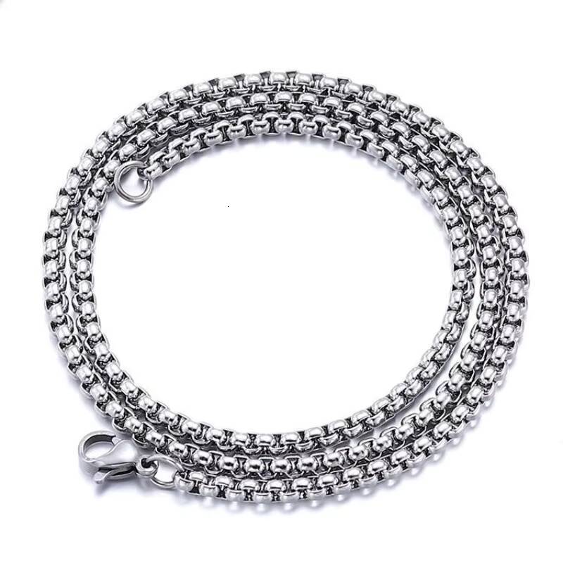 Hot selling Mens Silver Box Chain Necklace in 3mm Men Stainless Steel Necklaces Welded for Customs Jewelry