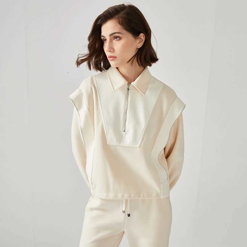 K712W 61 combed cotton Autumn and winter new womens longsleeved sweatshirt colorbloCKed pullover top CloTHing Z250905