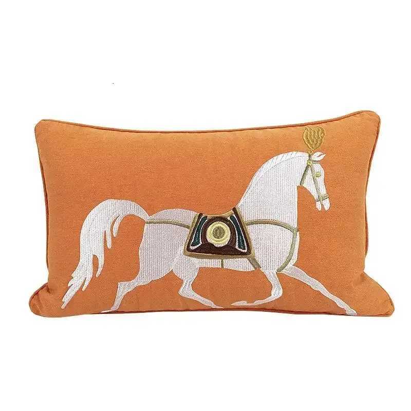 Luxury Luxury Light Horse Embroidery Cover Modern Minimsm Cushion Covers Sofa Living Room Home Decor Square Cases Y250906