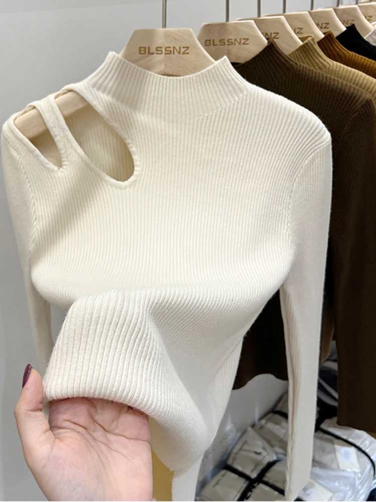 Turtleneck Knitted Women Sweater Ribbed Pullovers Autumn Winter Basic Women Sweaters Fit Soft Warm Tops Z250905