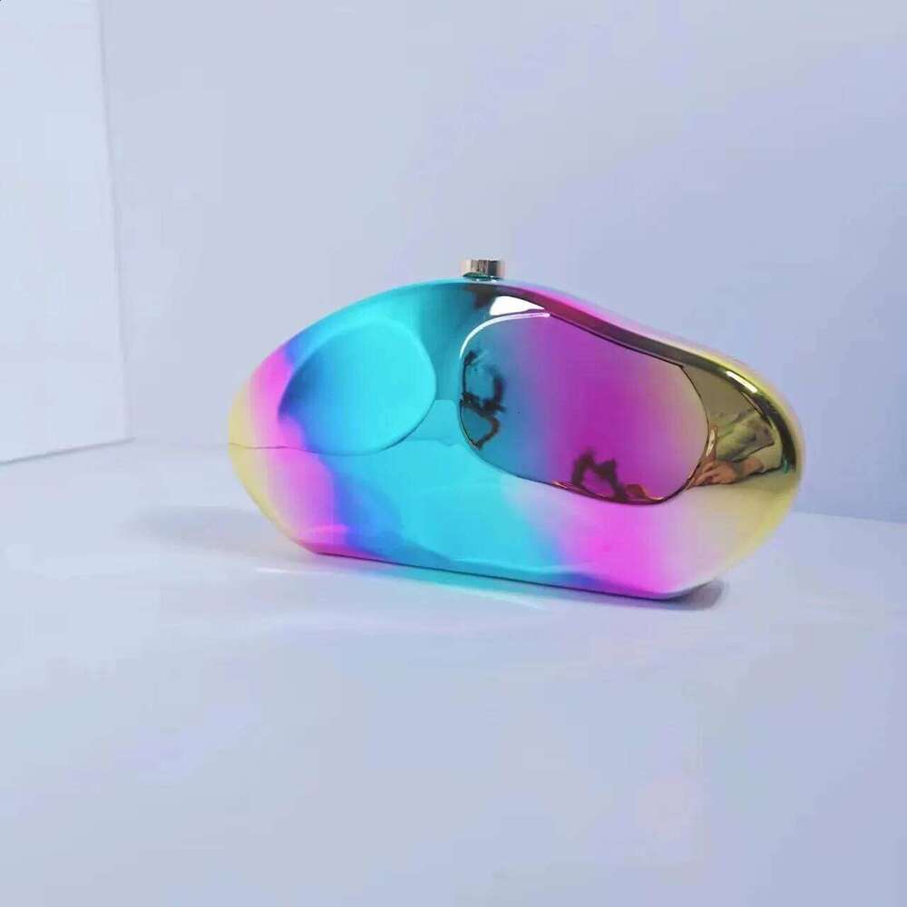2025 Acrylic Shell Shape Clutch Bag Women Evening Party Cute Metal Shiny Purse Gold Sier Blue Egg Handbag 240819