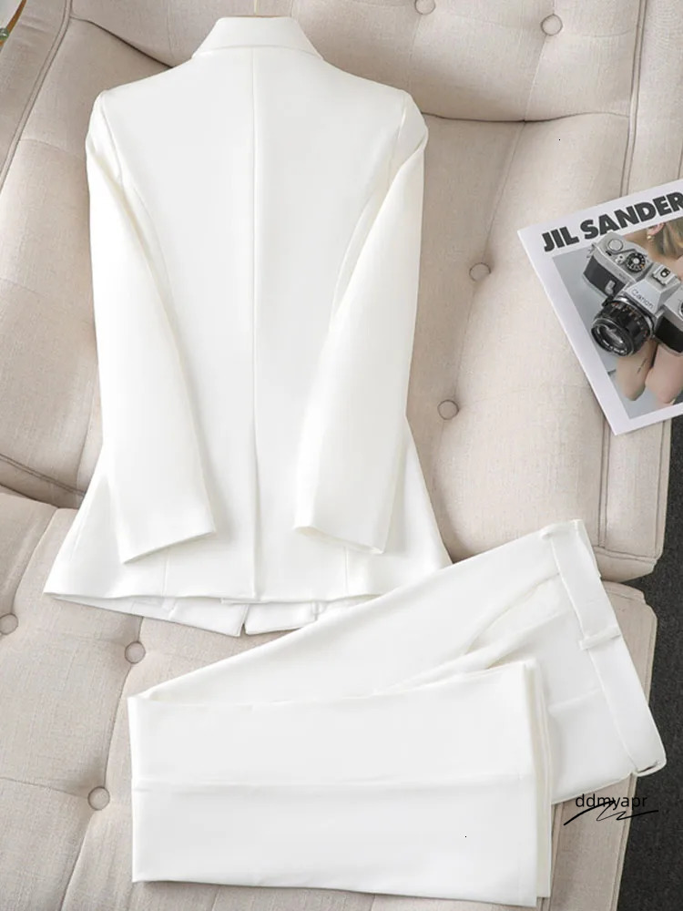Elegant Pant Suits For Women Long Sleeve Korean Fashion Office Two Piece Slim Double Breasted Spring Summer ddmyday 240127 ddmyday ddmyday ddmyday ddm
