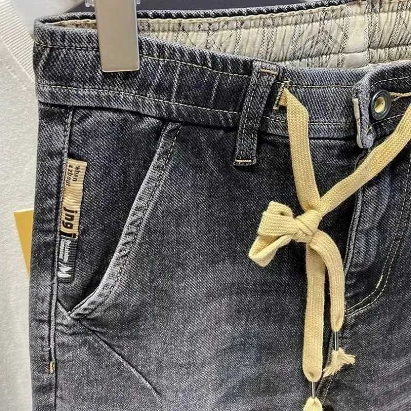 Mens Spring Autumn Fashion 2025 Denim Casual Elastic Waist Pencil Jeans Slim Feet Pants Stretch Harlan Trousers Black Jeans W250905