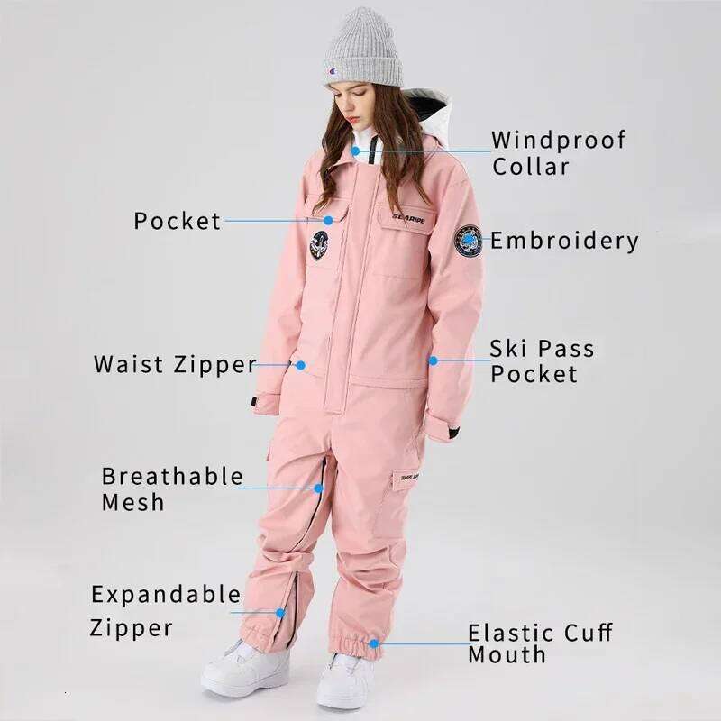 2025 Hooded Skiing Suits Women Outdoor Windproof Jumpsuit Female One Piece Snow Overalls Man Waterproof Snowboard Outfit Clothes