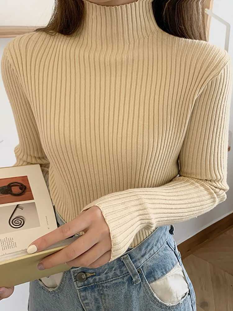 2025 chic Autumn winter Sweater Pullovers Women Long Sleeve casual turtleneck warm basic Sweater knit Jumpers top Z250905
