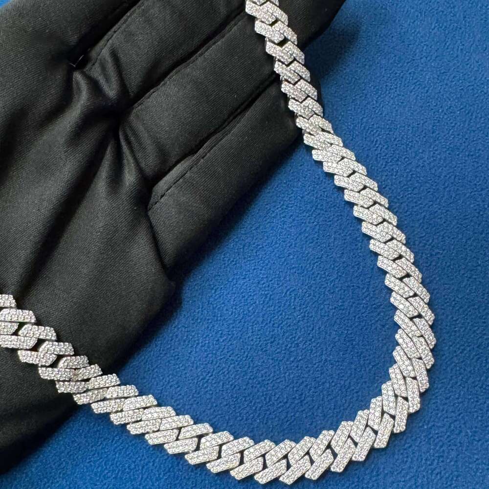 Hot Sale Moissanite Dia Sterling Sier 10MM Fully Iced Out Hip Hop Style Cuban jewellery Link Chain Custom Clasp