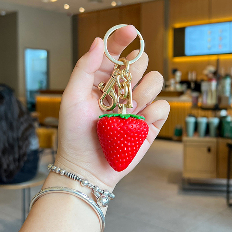 Women's Bag Accessories Strawberry Fruit Car Key Pendant Car Keychains Cartoon Keychain Creative Internet Celebrity Bear Pendant Female Exquisite