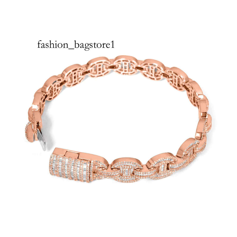 Moissanite dia Bracelet Rose Gold Link Mossinate Dia Cuban Chain Necklace Jewelry