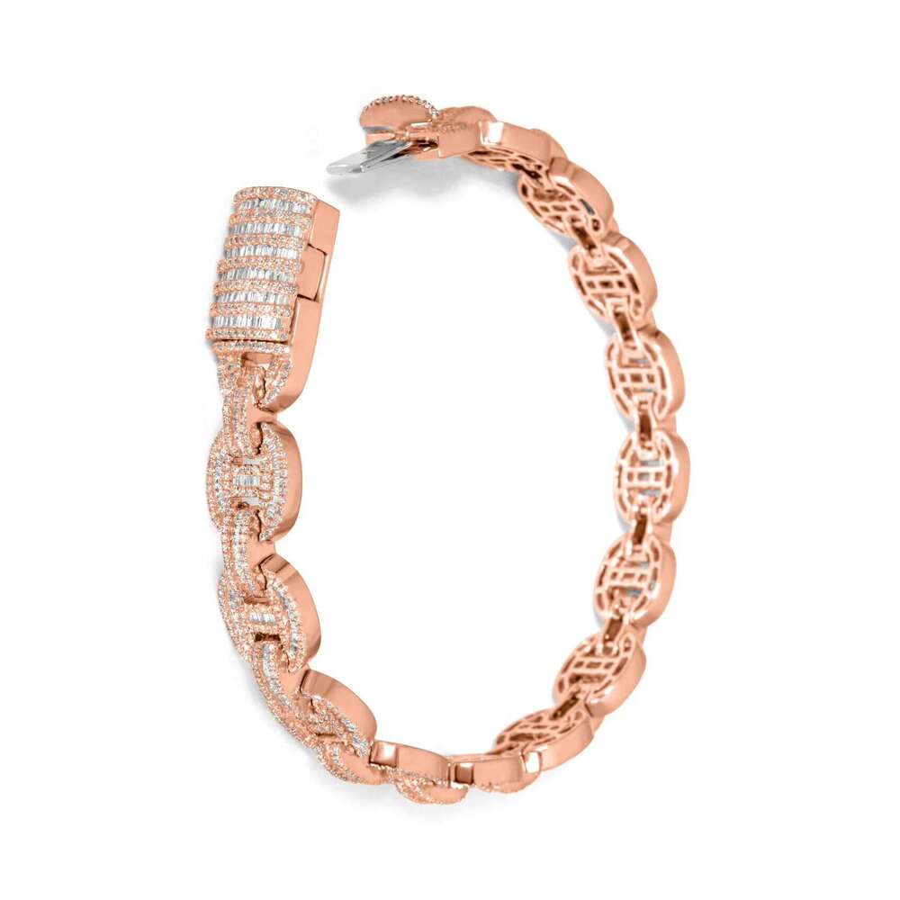Moissanite dia Bracelet Rose Gold Link Mossinate Dia Cuban Chain Necklace Jewelry