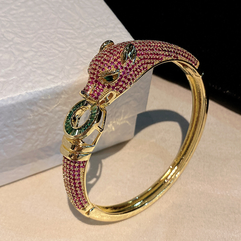 Luxury Brand Designer Jewelry New Leopard 18K Gold Full Diamond Zirconia Carka Bracelet For Women Hot-Selling Retro Fashion Electroplated