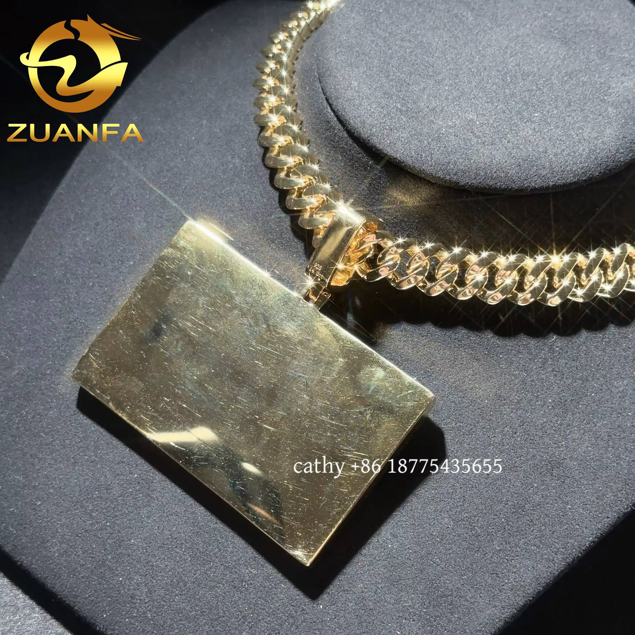 3inch Solid Credit Card Fully Iced Out Moissanite Diamond Pendant 925 Silver Big Bank Card Hip Hop Pendant for Chain