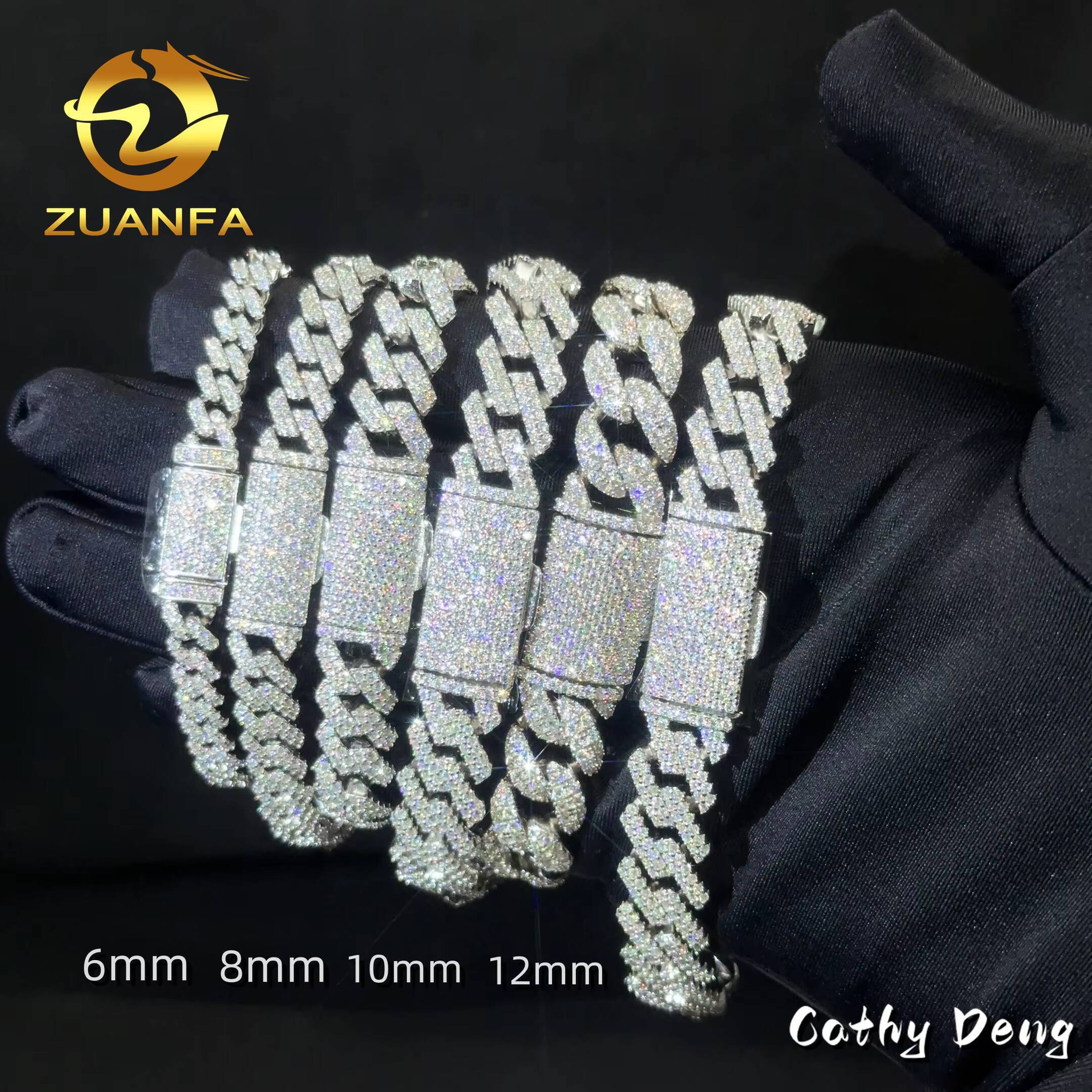 Ready Shipping Hip Hop Jewelry 6mm 8mm 10mm 12mm 13mm Iced Out Cuban Link Chain Bracelet VVS Moissanite Cuban Bracelet Men