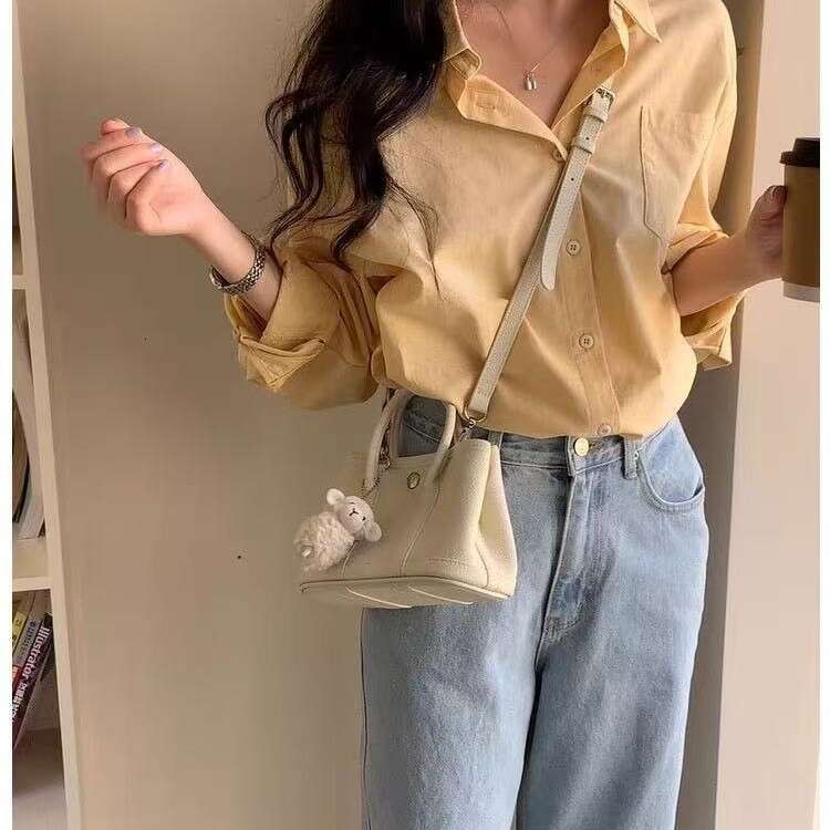 DHEssentials 2025 Mini Garden Bag Small Square Handheld Crossbody Tote PU Pink Beige Yellow Red Black Khaki Blue