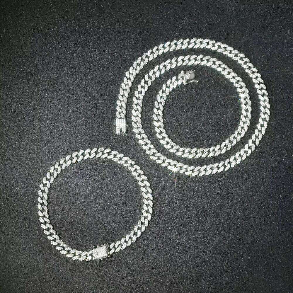 Fine 6MM Sterling Sier Moissanite Gold Cuban Link Chain Men's and Women's Jewelry