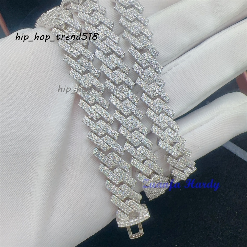 Custom Jewelry Hip Hop Men Bracelet Chain Jewelry 10mm 18 20 22 24 Cuban Link Necklace VVS Moissanite Cuban Chain