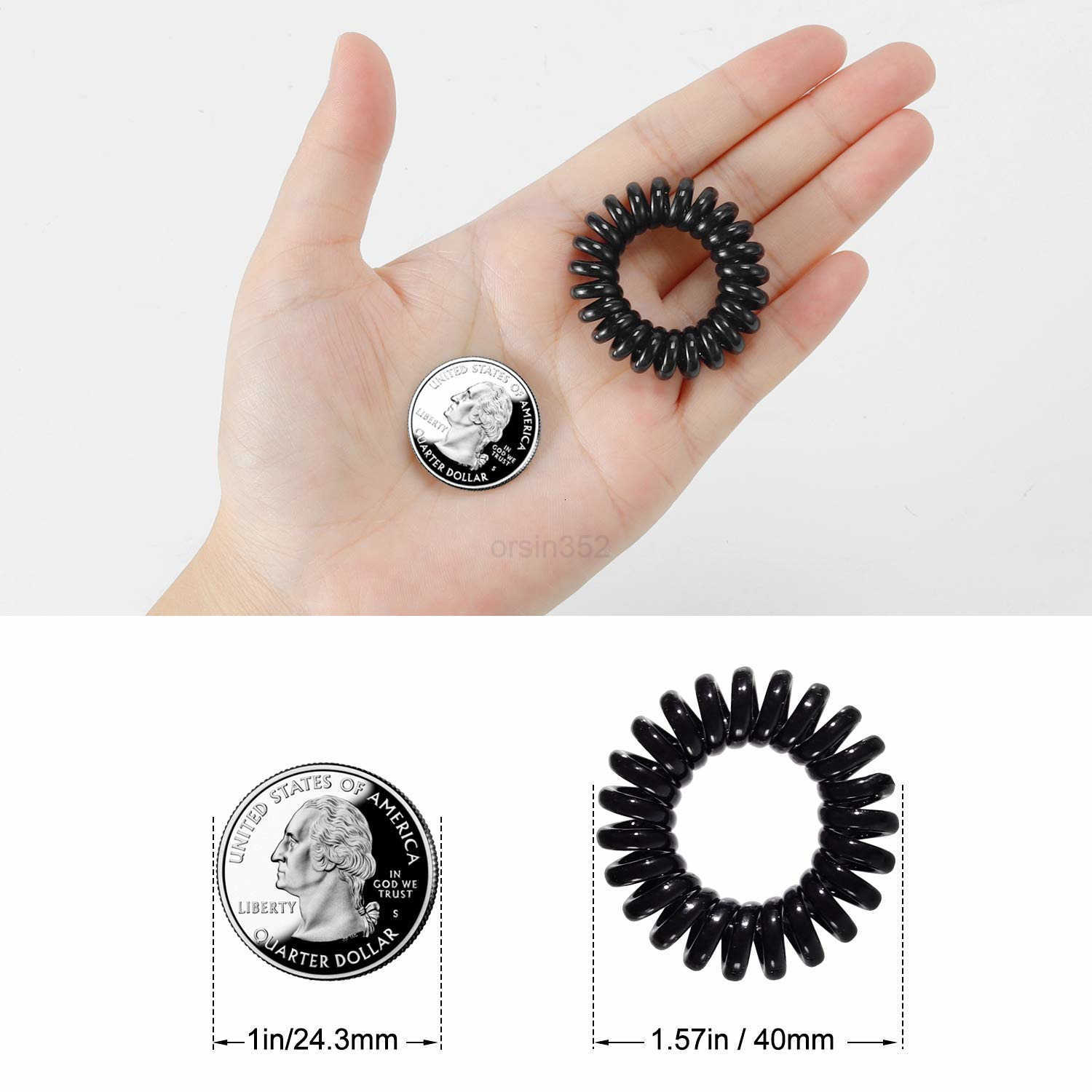60 Pcs Spiral Hair Ties Bulk No Crease Coil Hair Ties Phone Cord Hair Ties for Thick Hair Women Ponytail Holder ElasticsBlackTransparentW250905