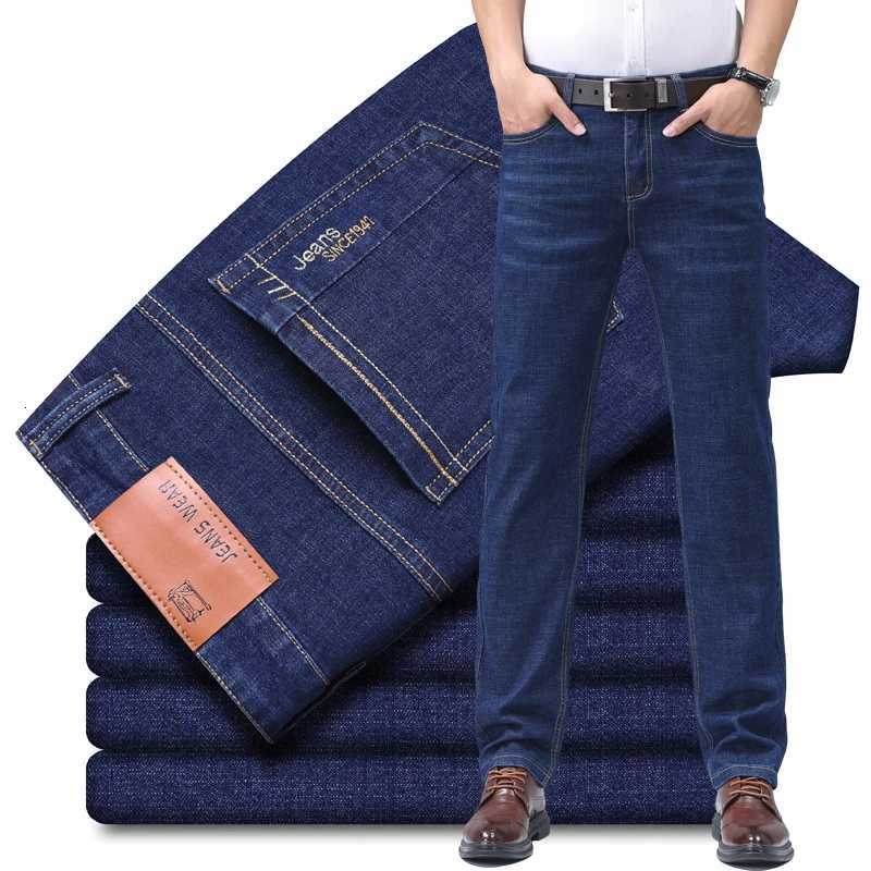Summer new mens micro elastic straight leg denim pants with shape and skin friendly business mens pants in multiple sizes W250905
