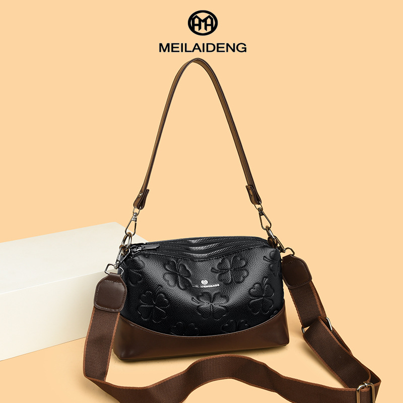 Hot-Selling Cowhide Handbag Women Fashionable For Middle-Aged Mothers Soft Leather With Eming Large Capacity, Single-Shoulder Crossbody Bag