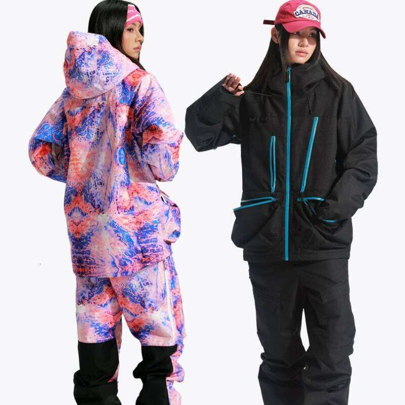 Outdoor Set Professional Snowboard Outfit Warm Waterproof Windproof Abrasion-Resistant Loose Ski Pants Women Snow Suit