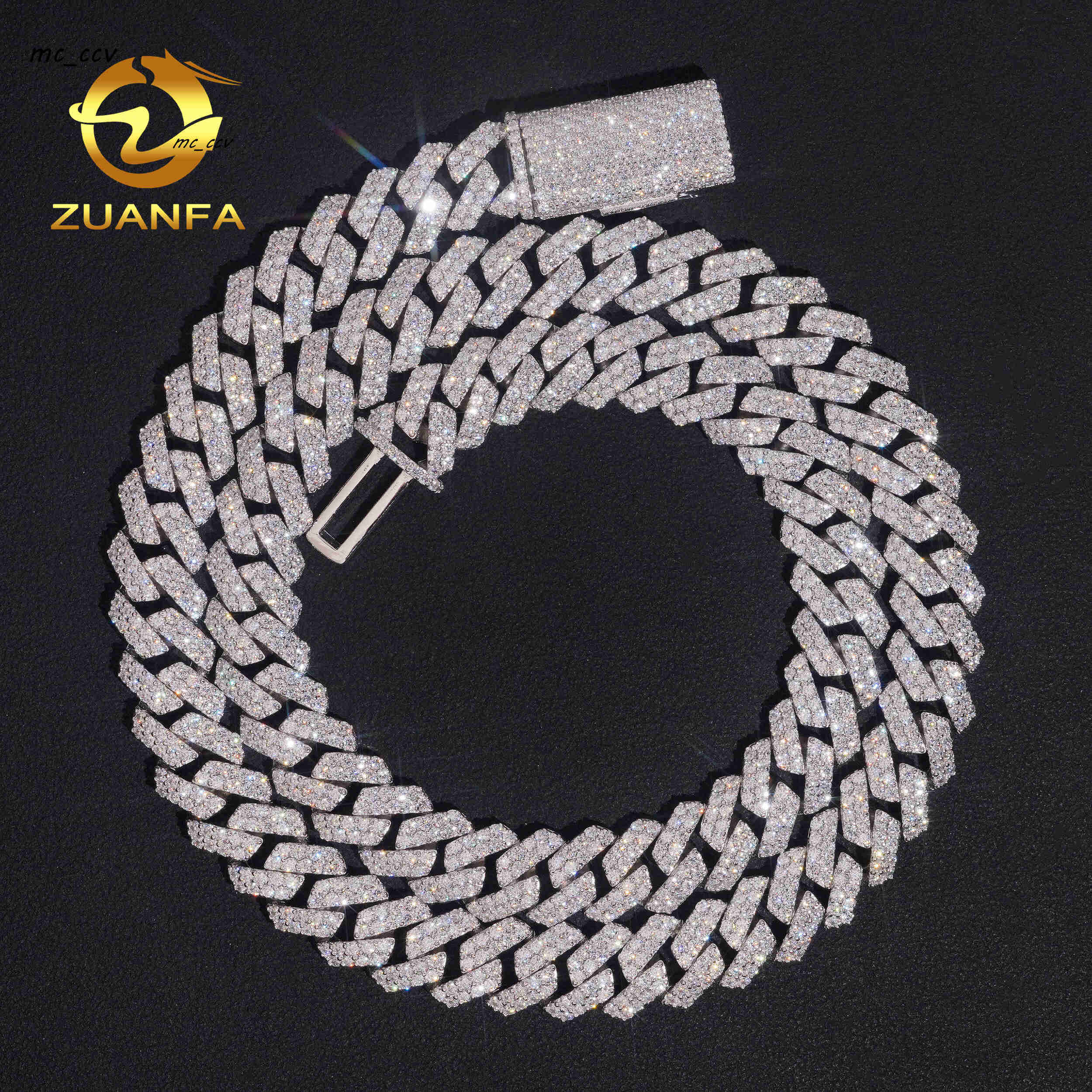 Luxury Fashion Hip Hop Jewelry Men Cuban Necklace Sterling Silver 925 D Color VVS Moissanite Diamond 12MM Cuban Link Chain