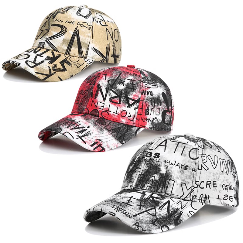 New printed hat male Korean version casual letter outdoor sunscreen sun hat three-dimensional embroidery graffiti baseball cap women