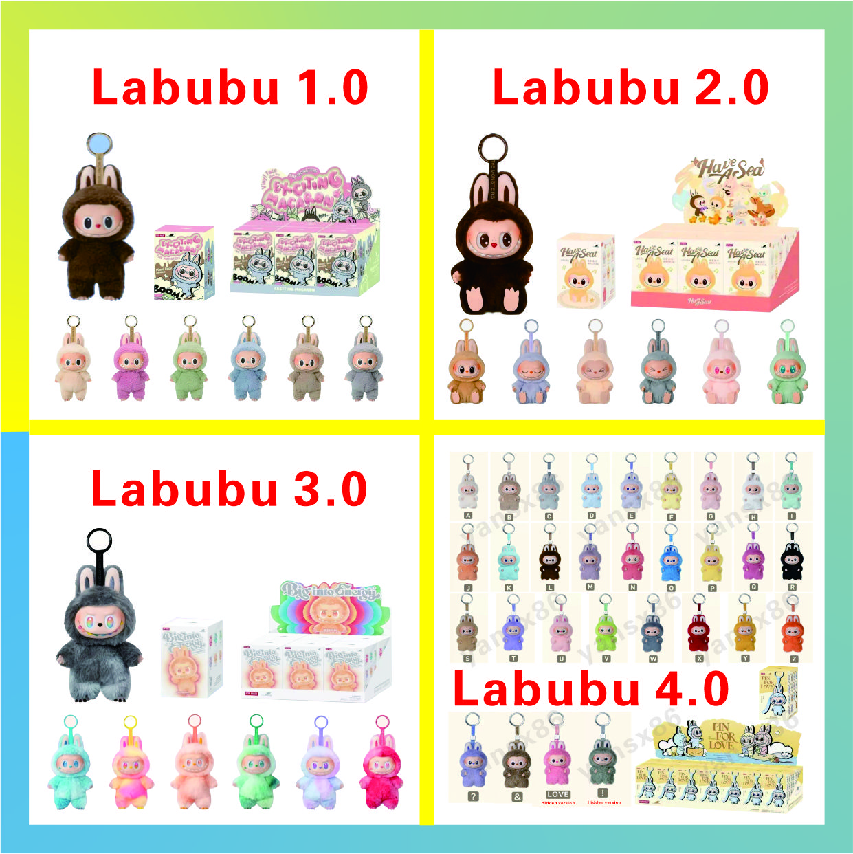 Labubu V4 V3 V2 V1 Mythical Creature Large Energy Series Blister Card, Play Doh, Keychain, Decorative Gift, Blister Bag, size 17*8, suitable for children, high-quality 100%
