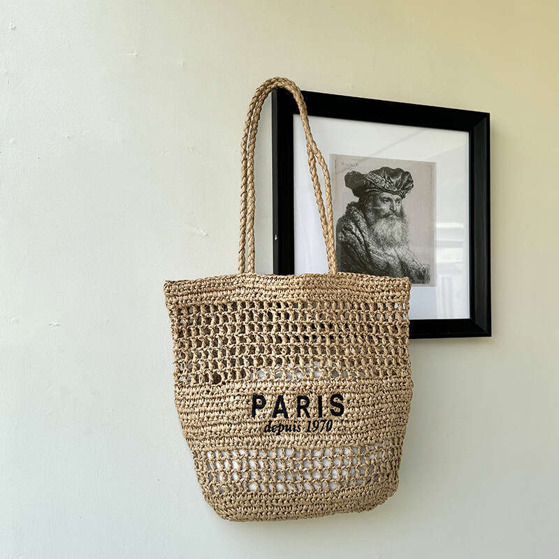 DHpet_wholesale Macrame Beach Bag with Letter Embroidery Large Vacation Tote Bag for Women Ins Style Shoulder Boho Summer Beach Purse