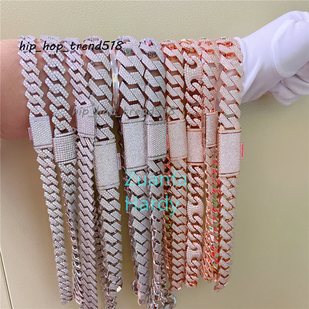 Zuanfa Custom Men Jewelry VVS Lab Diamond Iced Out Moissanite Cuban Link Chain