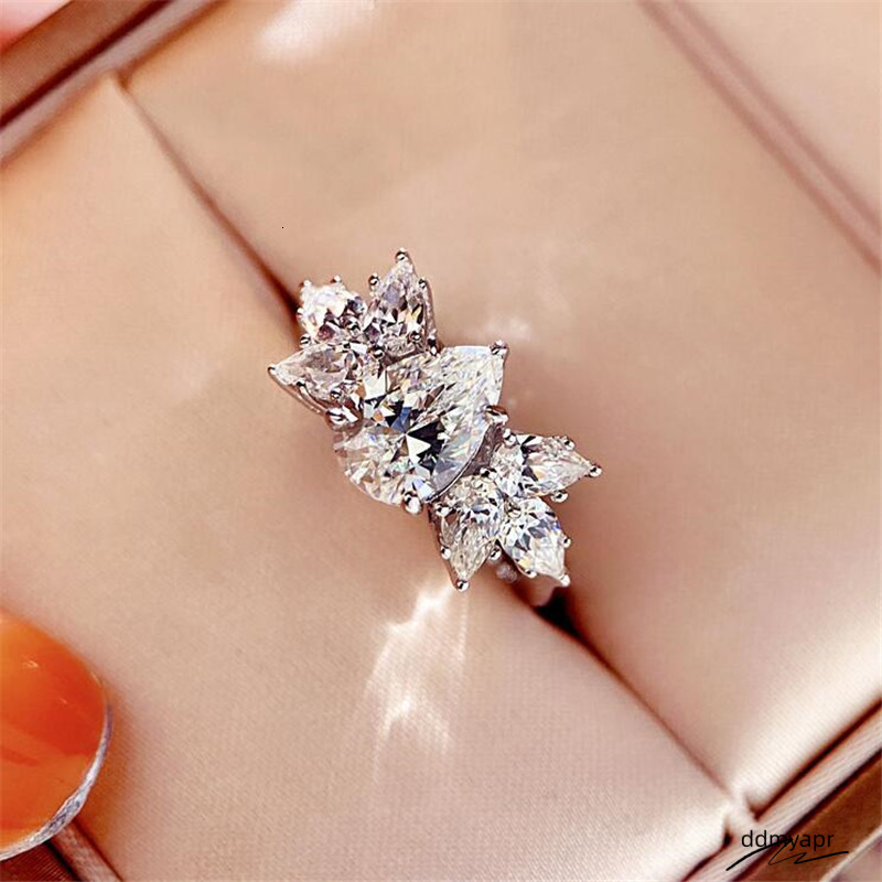 Ins Spakrling Handmade Sweet Cute Wedding Ring Jewelry Sterling Sier Water ddmyday Drop 5A Zircon CZ Dia Gemstonens Women Engagement Band Rings Gift d