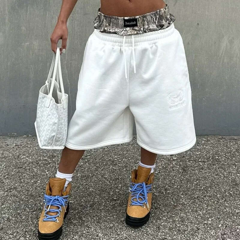 2025 Spring and Summer New Casual Simple Couple Fashion Creative Double Waist Folded Shorts