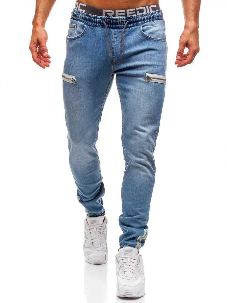 Autumn and Spring New Fashion Trend Pure Color Retro Sports Denim Pants Mens Casual Slim Fit Comfortable High Quality Jeans W250905